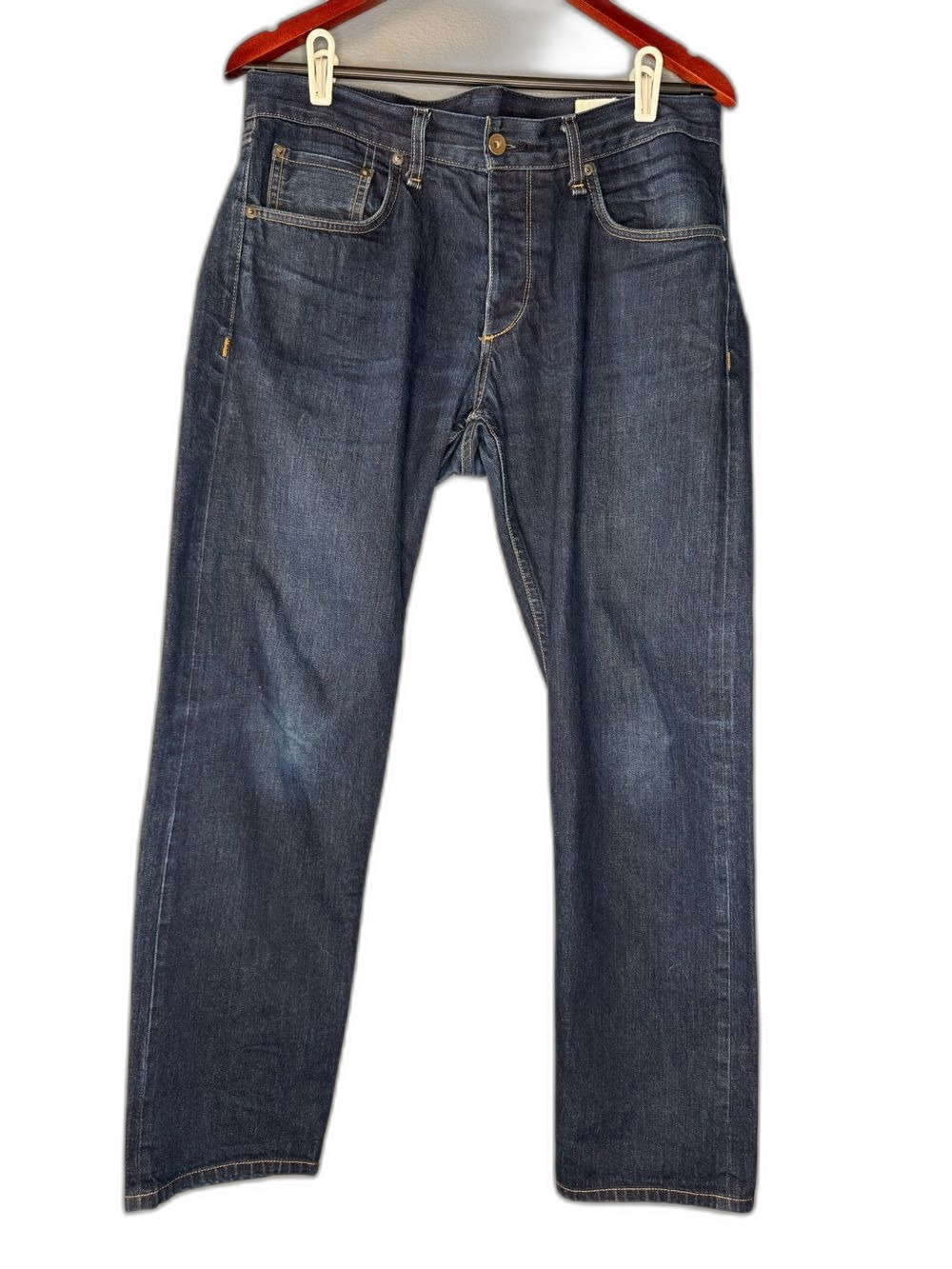 Rag Bone Selvedge Denim Jeans Fit 2 Slim Mens 33 Dark Indigo Button Fly